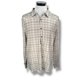 YoungLA Shirt Men’s XL Beige Checked Western Cowboy Cut Pearl Snap Button-Up